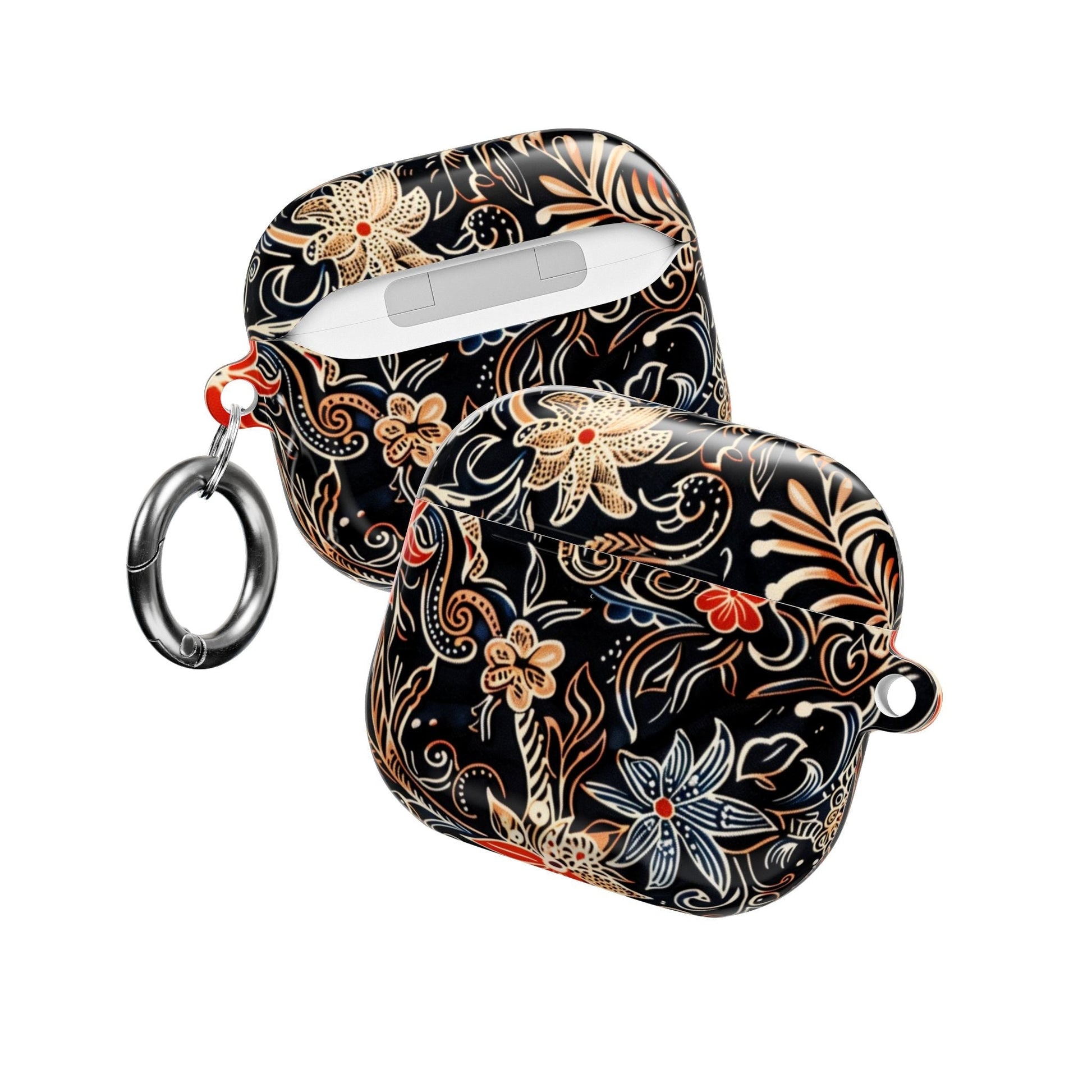 Floral Noir AirPod Case — Black Vintage Flower Protective Cover - DIGITAL X