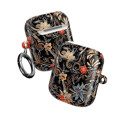 Floral Noir AirPod Case — Black Vintage Flower Protective Cover - DIGITAL X