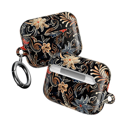 Floral Noir AirPod Case — Black Vintage Flower Protective Cover - DIGITAL X