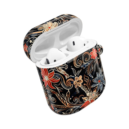 Floral Noir AirPod Case — Black Vintage Flower Protective Cover - DIGITAL X