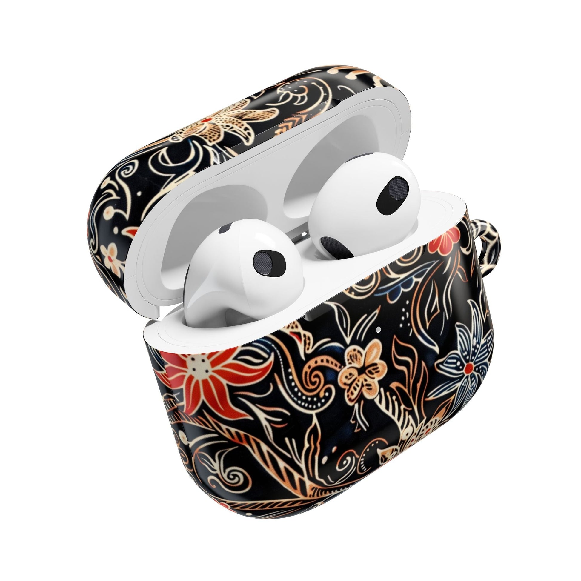 Floral Noir AirPod Case — Black Vintage Flower Protective Cover - DIGITAL X