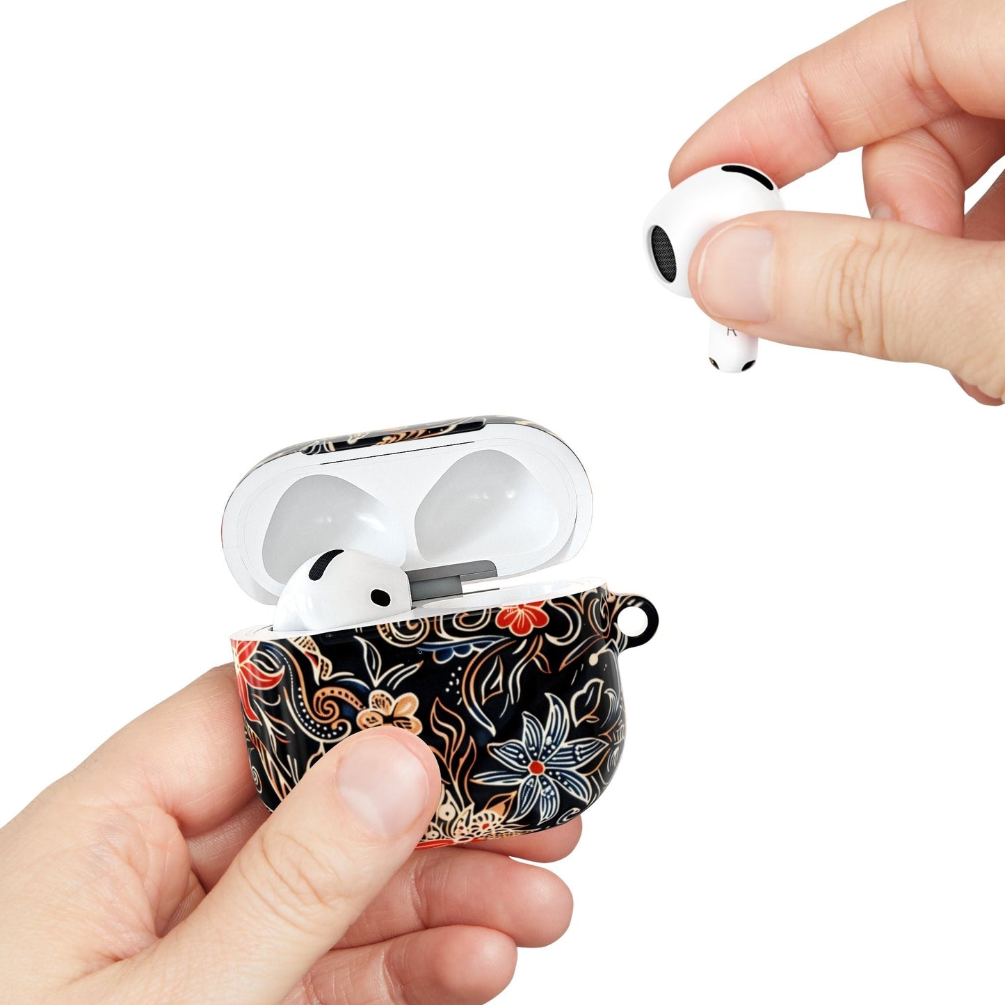 Floral Noir AirPod Case — Black Vintage Flower Protective Cover - DIGITAL X
