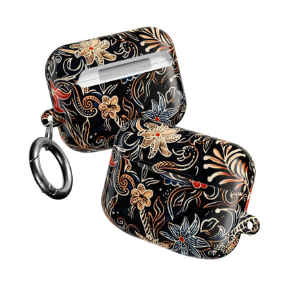 Floral Noir AirPod Case — Black Vintage Flower Protective Cover - DIGITAL X
