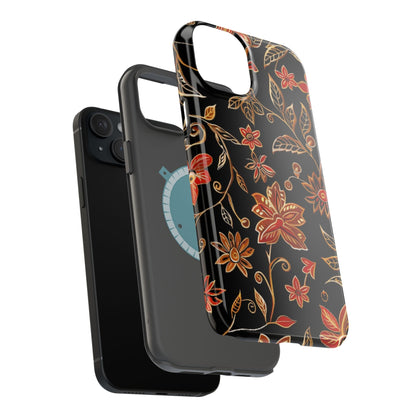 Floral Noir Magnetic Impact - Resistant Phone Case - DIGITAL X