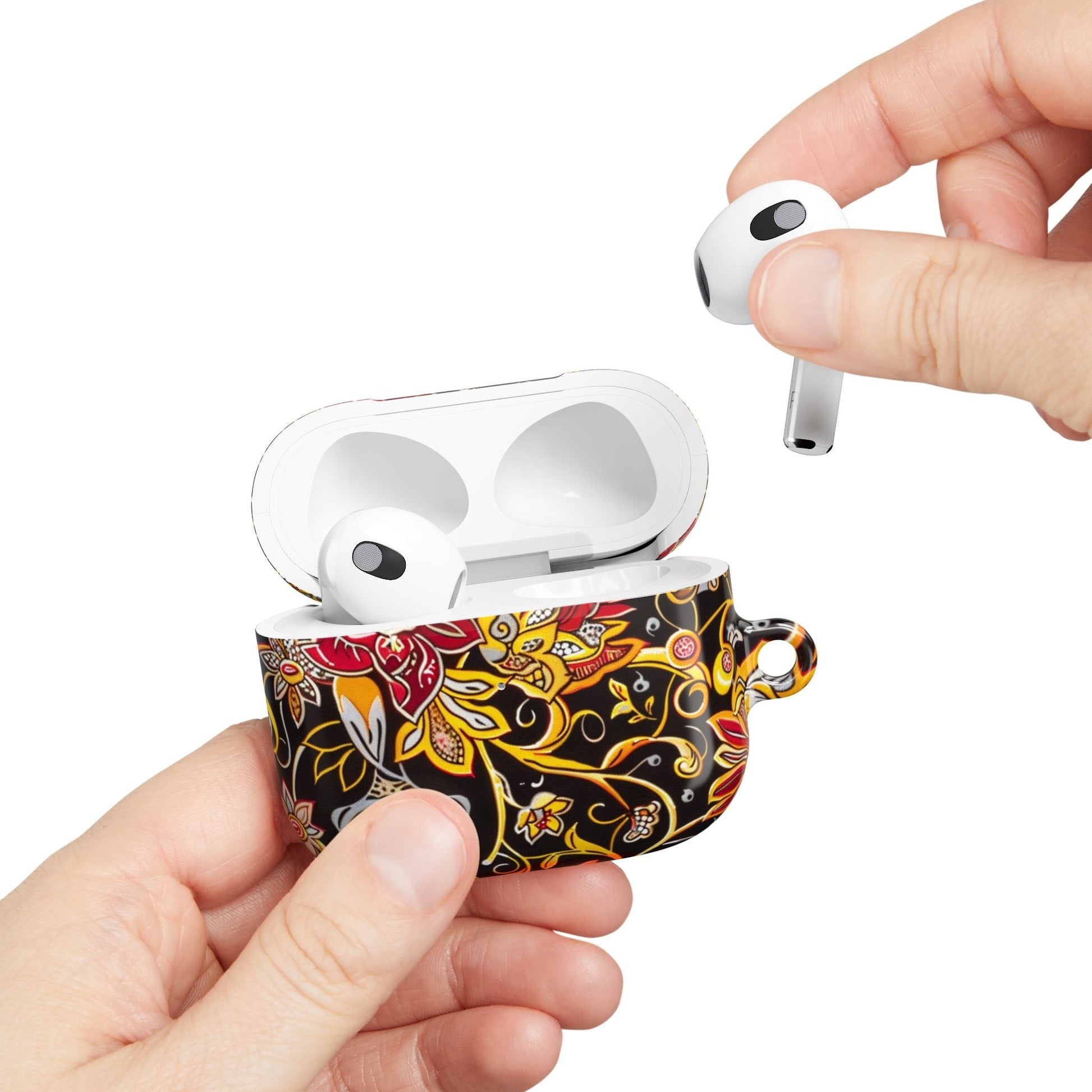 Floral Paisley AirPod Case — Black & Gold Decorative Protective Cover - DIGITAL X
