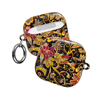 Floral Paisley AirPod Case — Black & Gold Decorative Protective Cover - DIGITAL X
