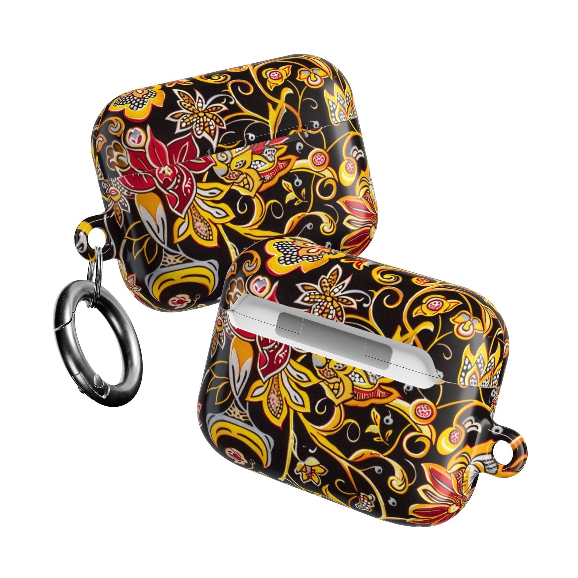 Floral Paisley AirPod Case — Black & Gold Decorative Protective Cover - DIGITAL X