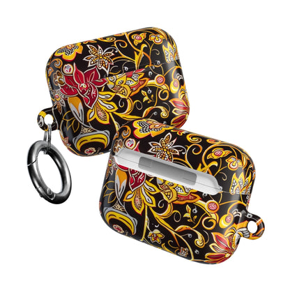 Floral Paisley AirPod Case — Black & Gold Decorative Protective Cover - DIGITAL X