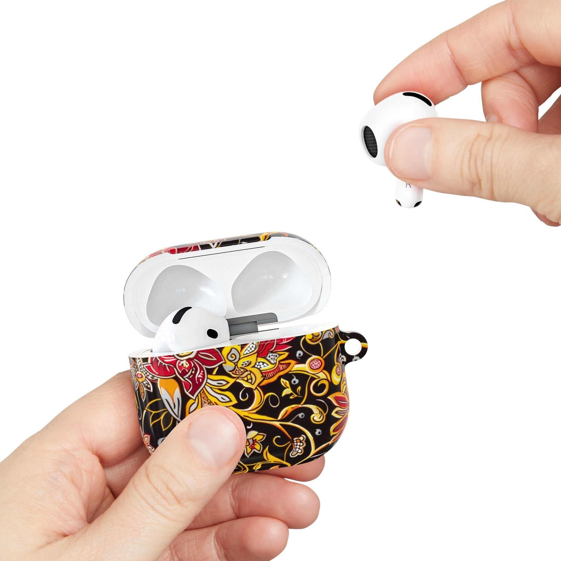 Floral Paisley AirPod Case — Black & Gold Decorative Protective Cover - DIGITAL X