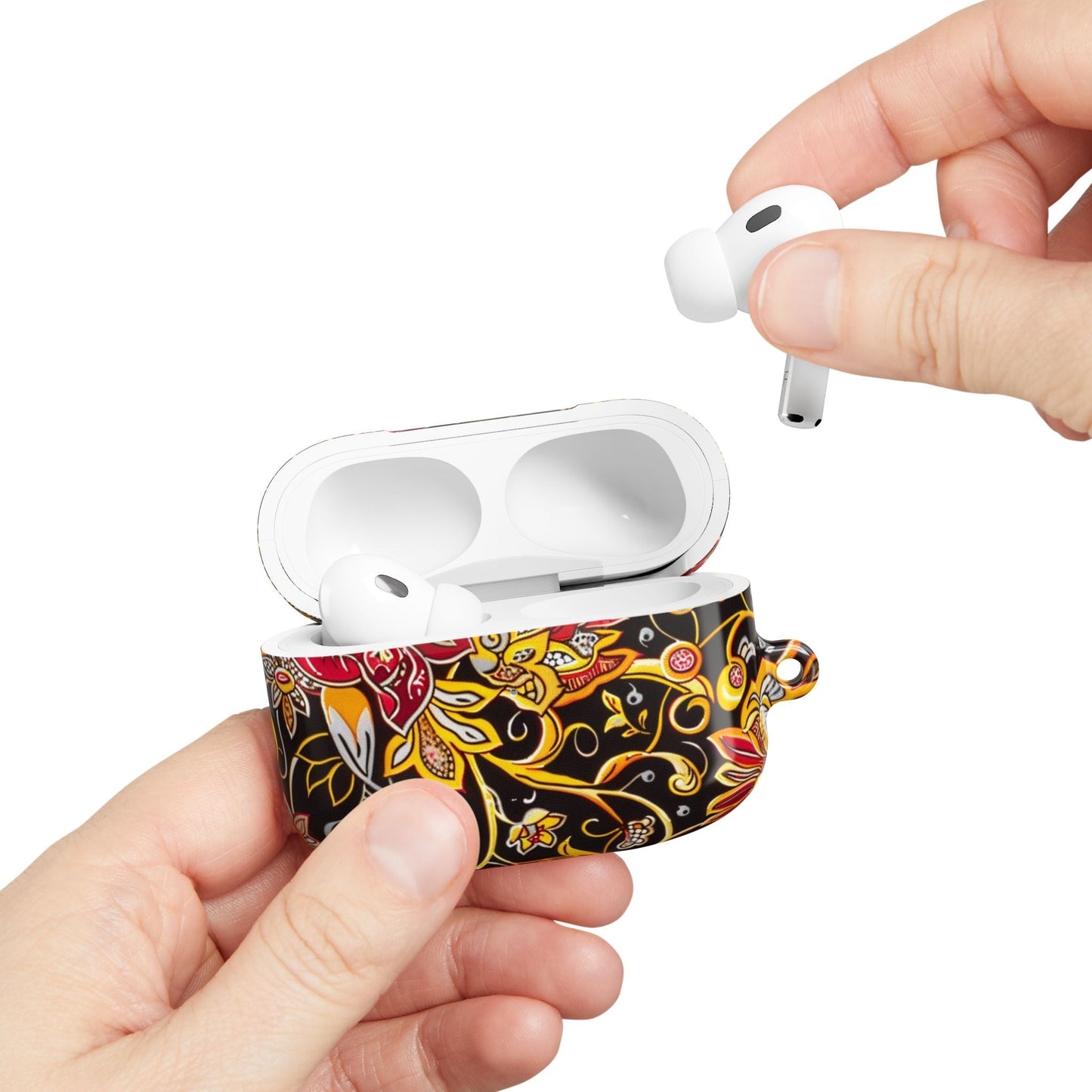 Floral Paisley AirPod Case — Black & Gold Decorative Protective Cover - DIGITAL X