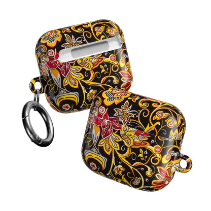 Floral Paisley AirPod Case — Black & Gold Decorative Protective Cover - DIGITAL X