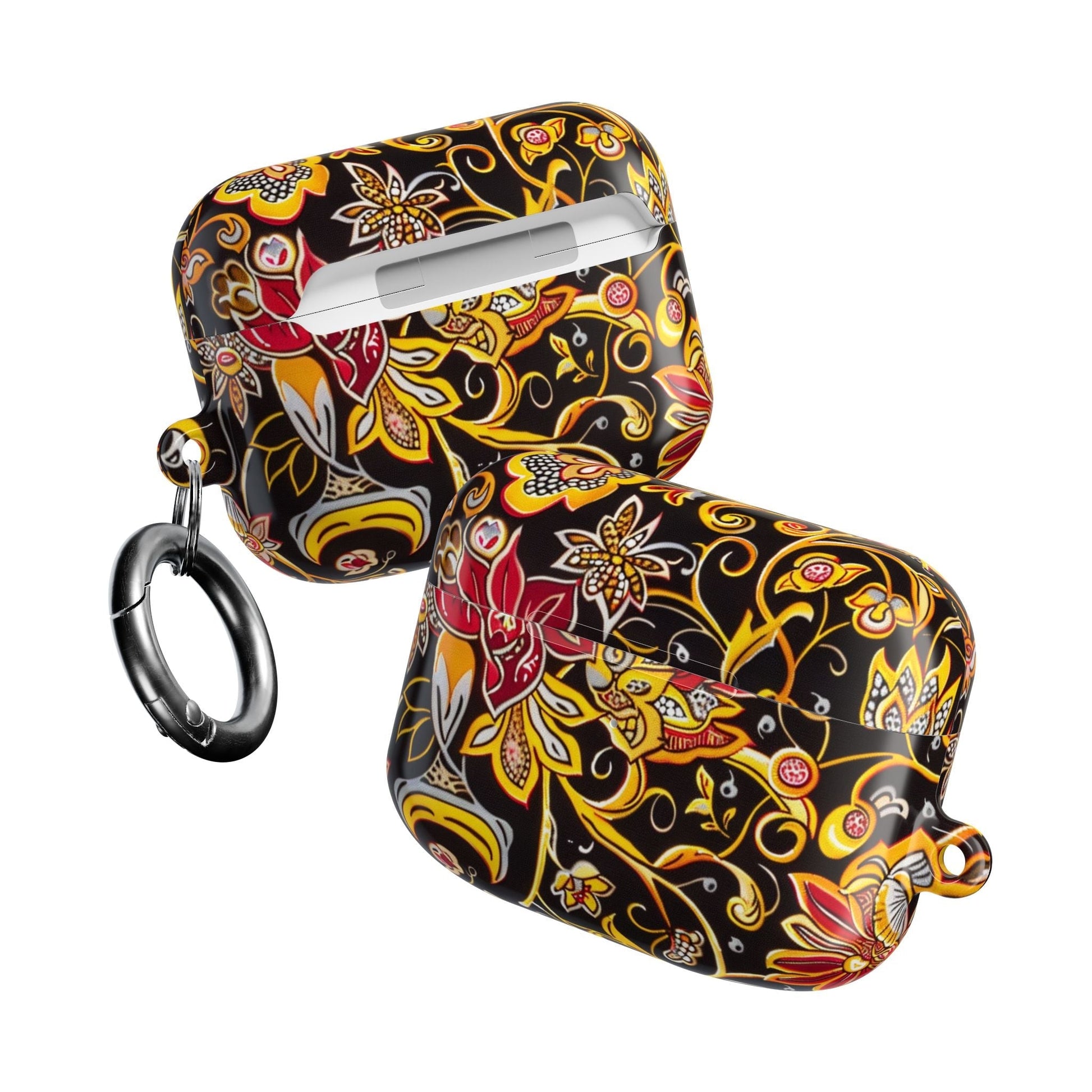 Floral Paisley AirPod Case — Black & Gold Decorative Protective Cover - DIGITAL X