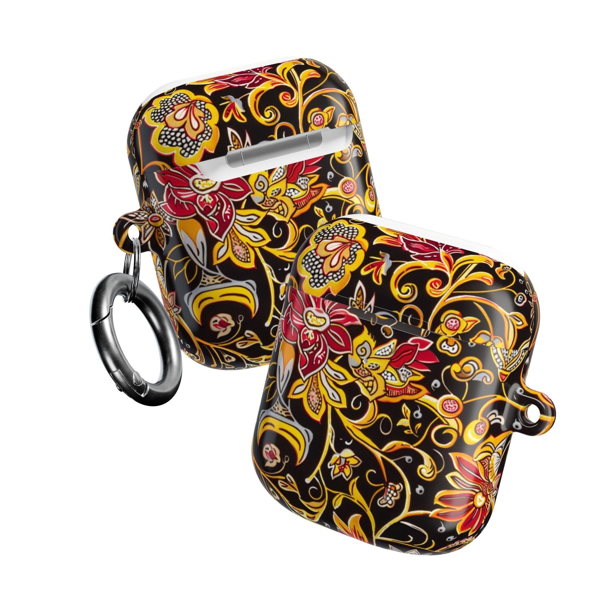 Floral Paisley AirPod Case — Black & Gold Decorative Protective Cover - DIGITAL X