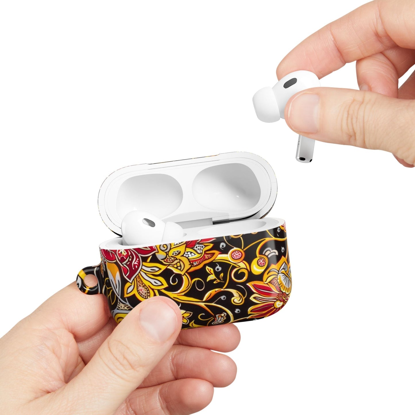 Floral Paisley AirPod Case — Black & Gold Decorative Protective Cover - DIGITAL X