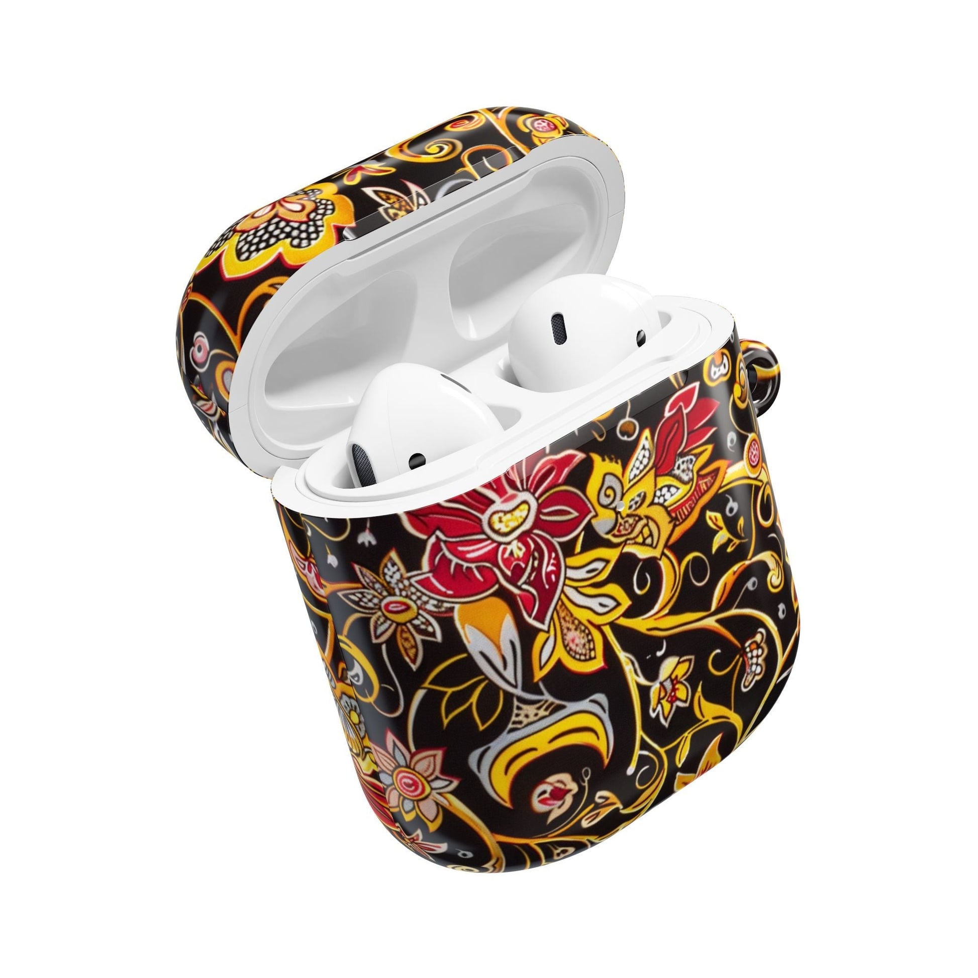 Floral Paisley AirPod Case — Black & Gold Decorative Protective Cover - DIGITAL X