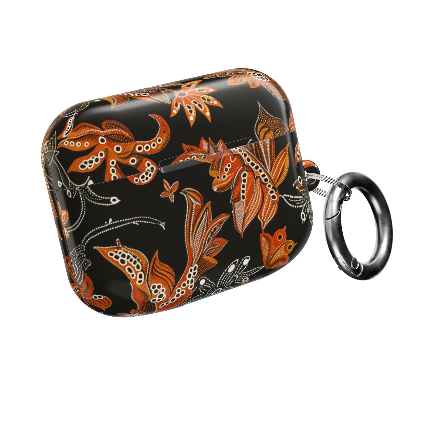 Floral Paisley AirPod Case – Black & Orange Decorative Cover - DIGITAL X