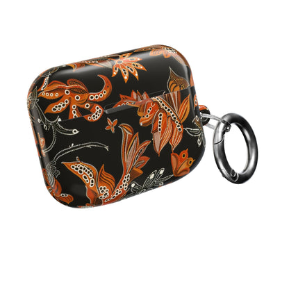 Floral Paisley AirPod Case – Black & Orange Decorative Cover - DIGITAL X