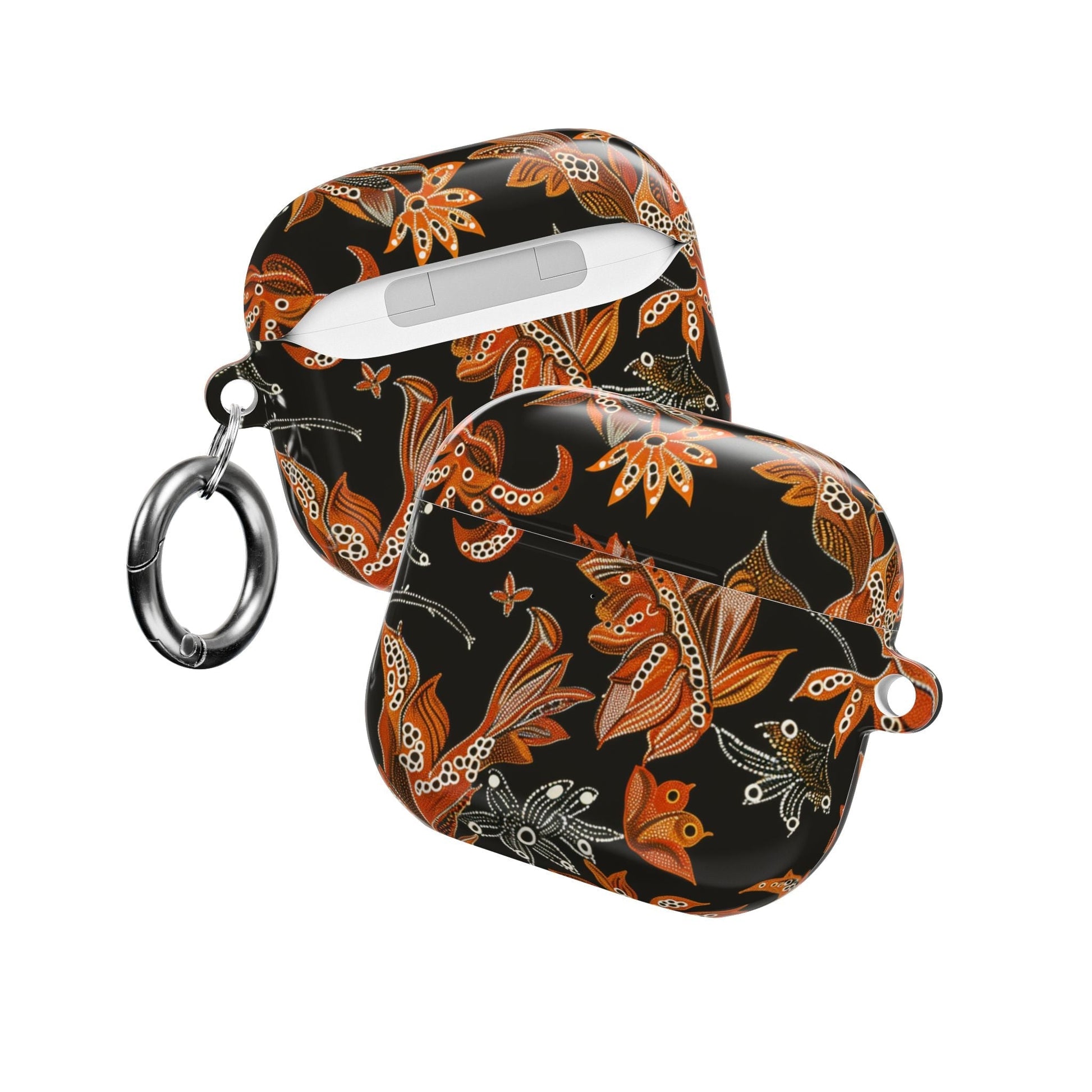 Floral Paisley AirPod Case – Black & Orange Decorative Cover - DIGITAL X