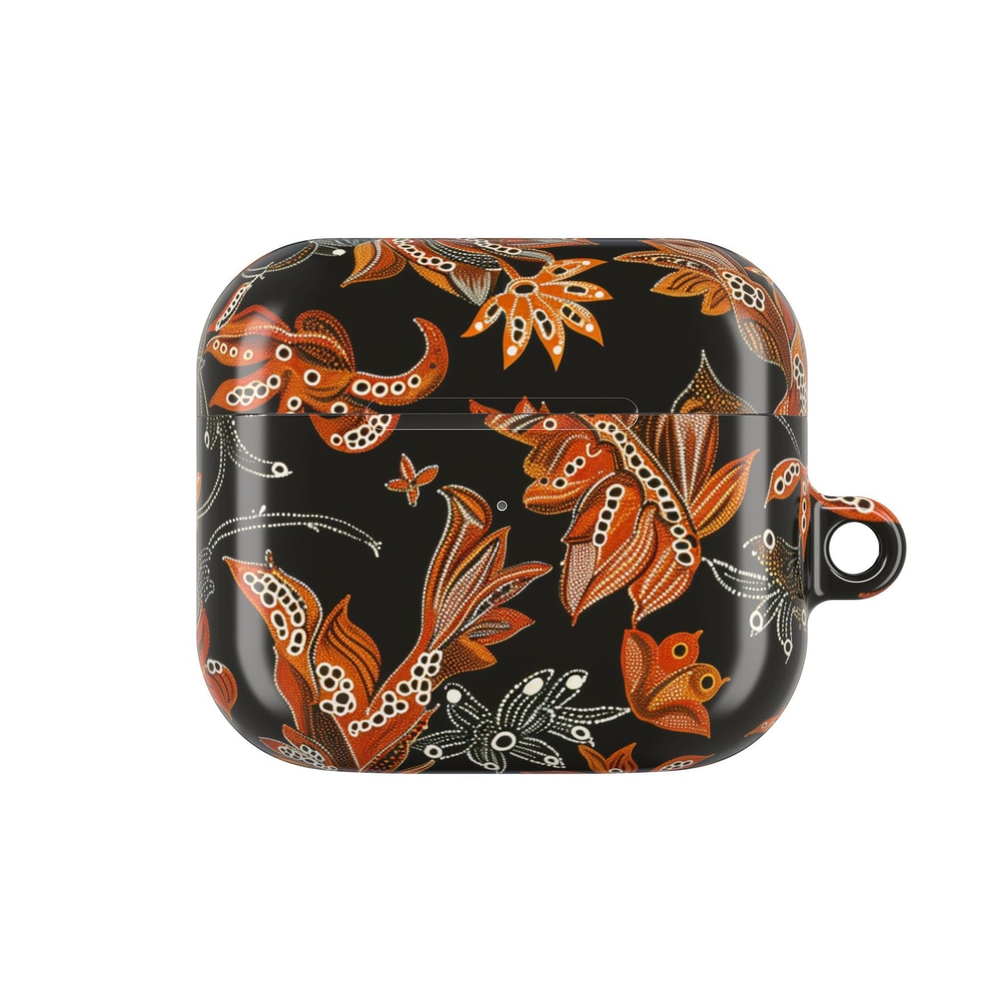 Floral Paisley AirPod Case – Black & Orange Decorative Cover - DIGITAL X