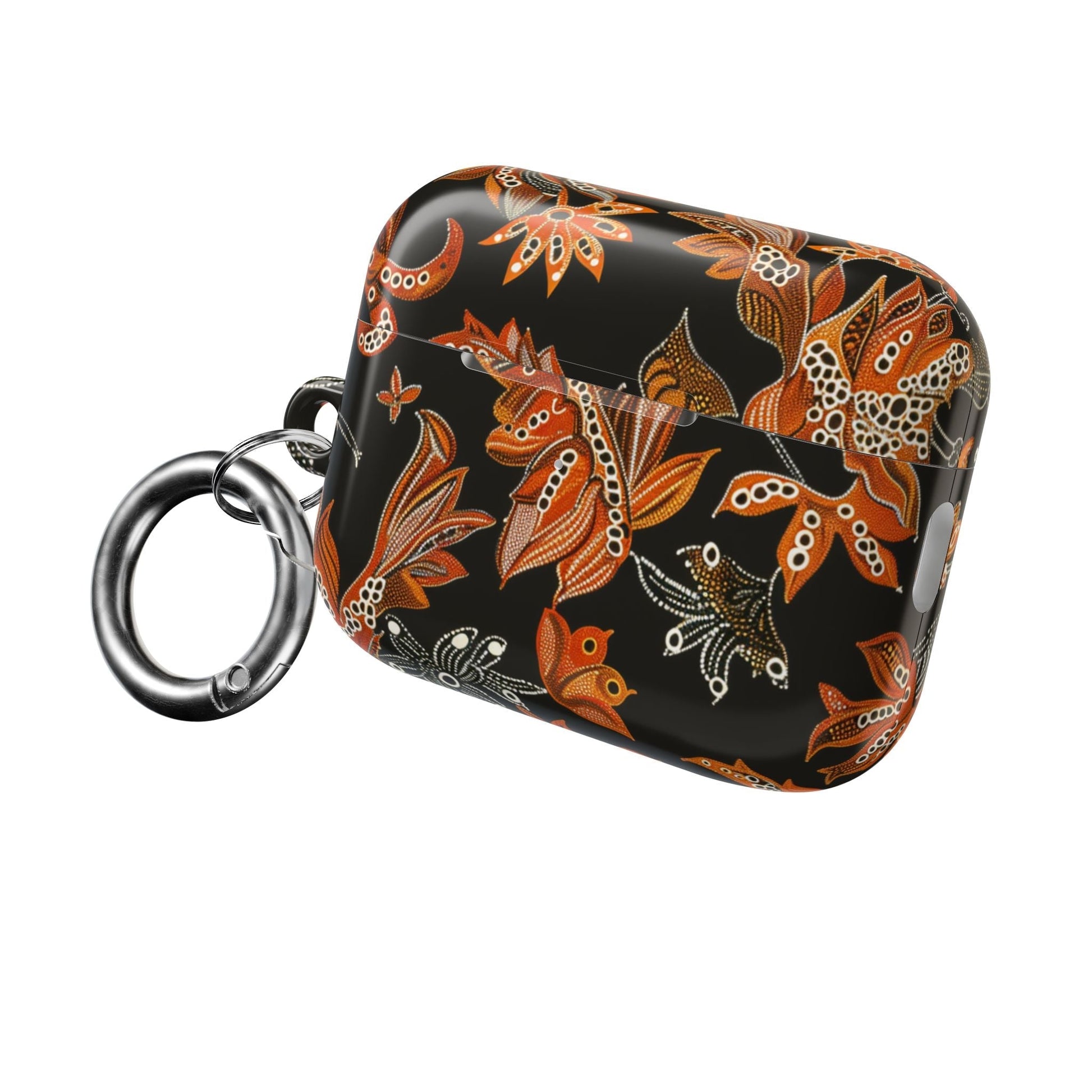 Floral Paisley AirPod Case – Black & Orange Decorative Cover - DIGITAL X