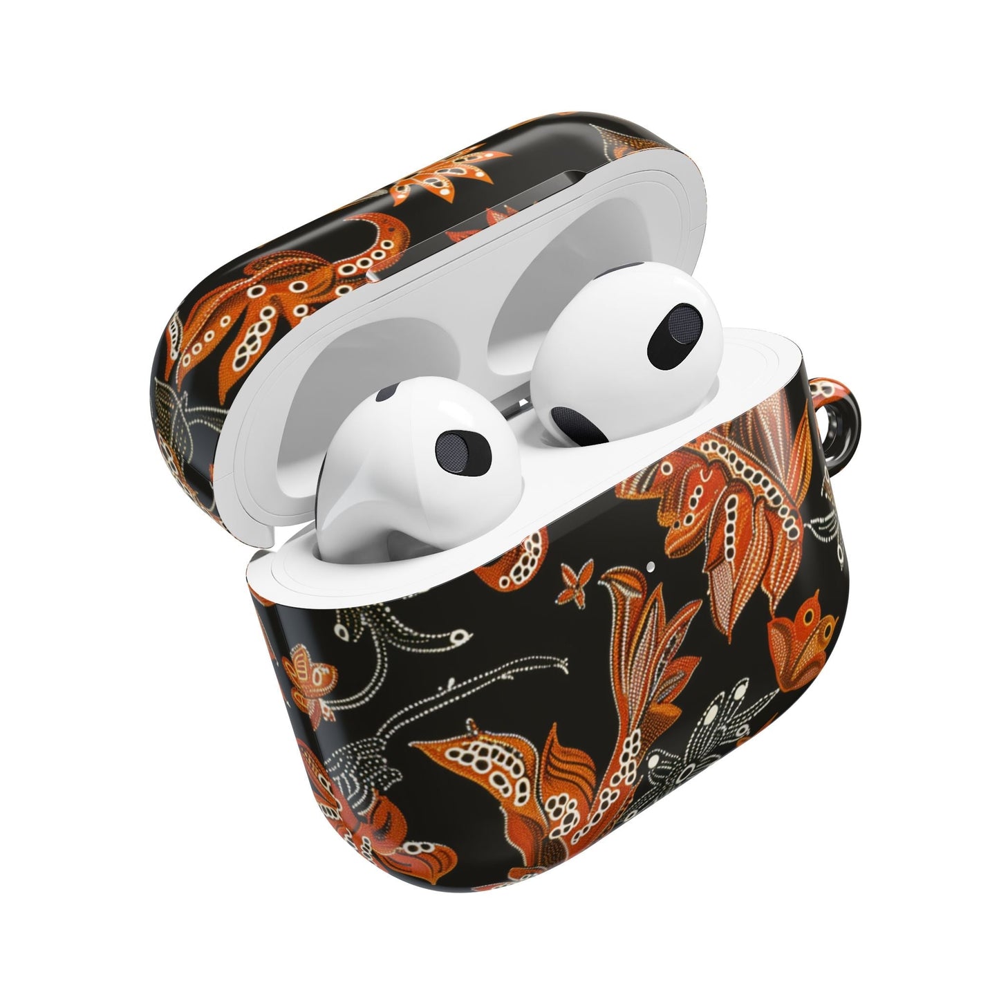 Floral Paisley AirPod Case – Black & Orange Decorative Cover - DIGITAL X