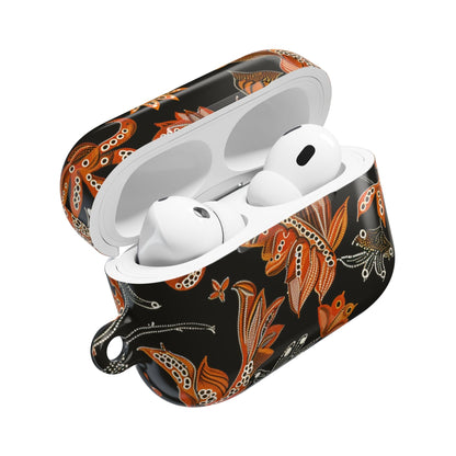 Floral Paisley AirPod Case – Black & Orange Decorative Cover - DIGITAL X
