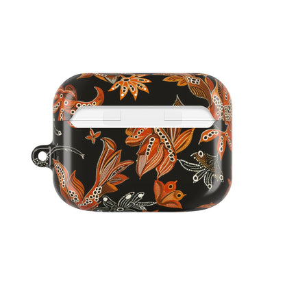 Floral Paisley AirPod Case – Black & Orange Decorative Cover - DIGITAL X