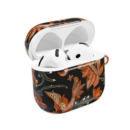 Floral Paisley AirPod Case – Black & Orange Decorative Cover - DIGITAL X