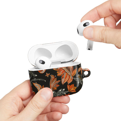 Floral Paisley AirPod Case – Black & Orange Decorative Cover - DIGITAL X