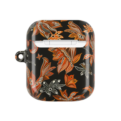 Floral Paisley AirPod Case – Black & Orange Decorative Cover - DIGITAL X