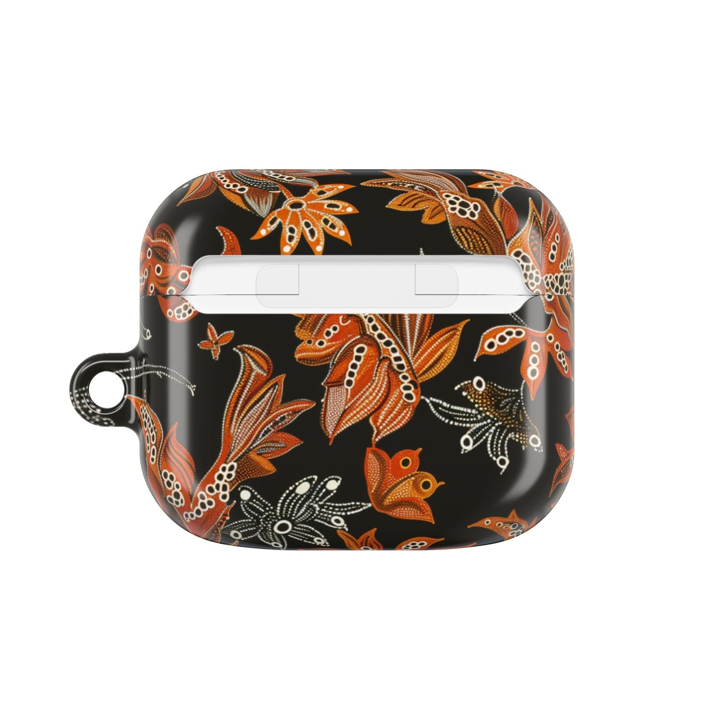 Floral Paisley AirPod Case – Black & Orange Decorative Cover - DIGITAL X