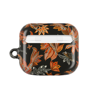 Floral Paisley AirPod Case – Black & Orange Decorative Cover - DIGITAL X