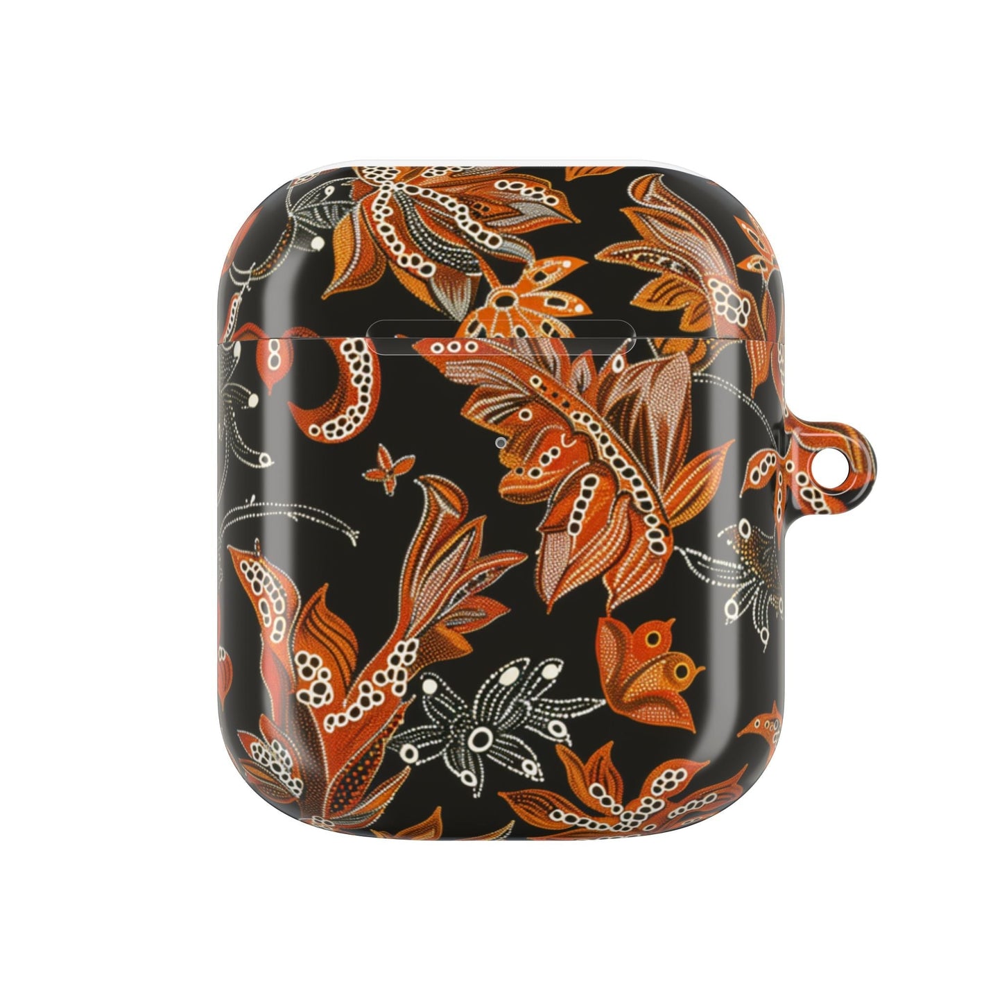 Floral Paisley AirPod Case – Black & Orange Decorative Cover - DIGITAL X