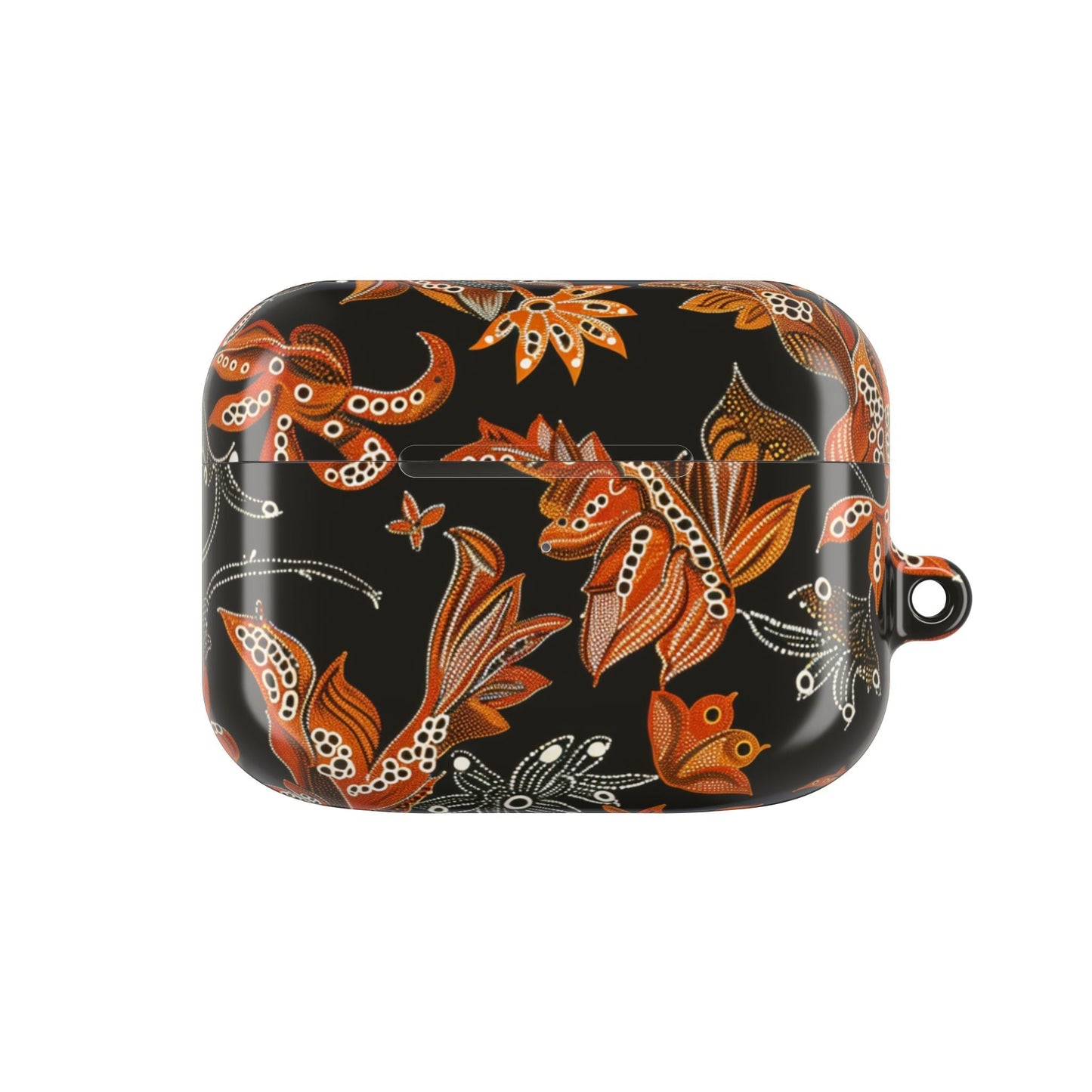 Floral Paisley AirPod Case – Black & Orange Decorative Cover - DIGITAL X