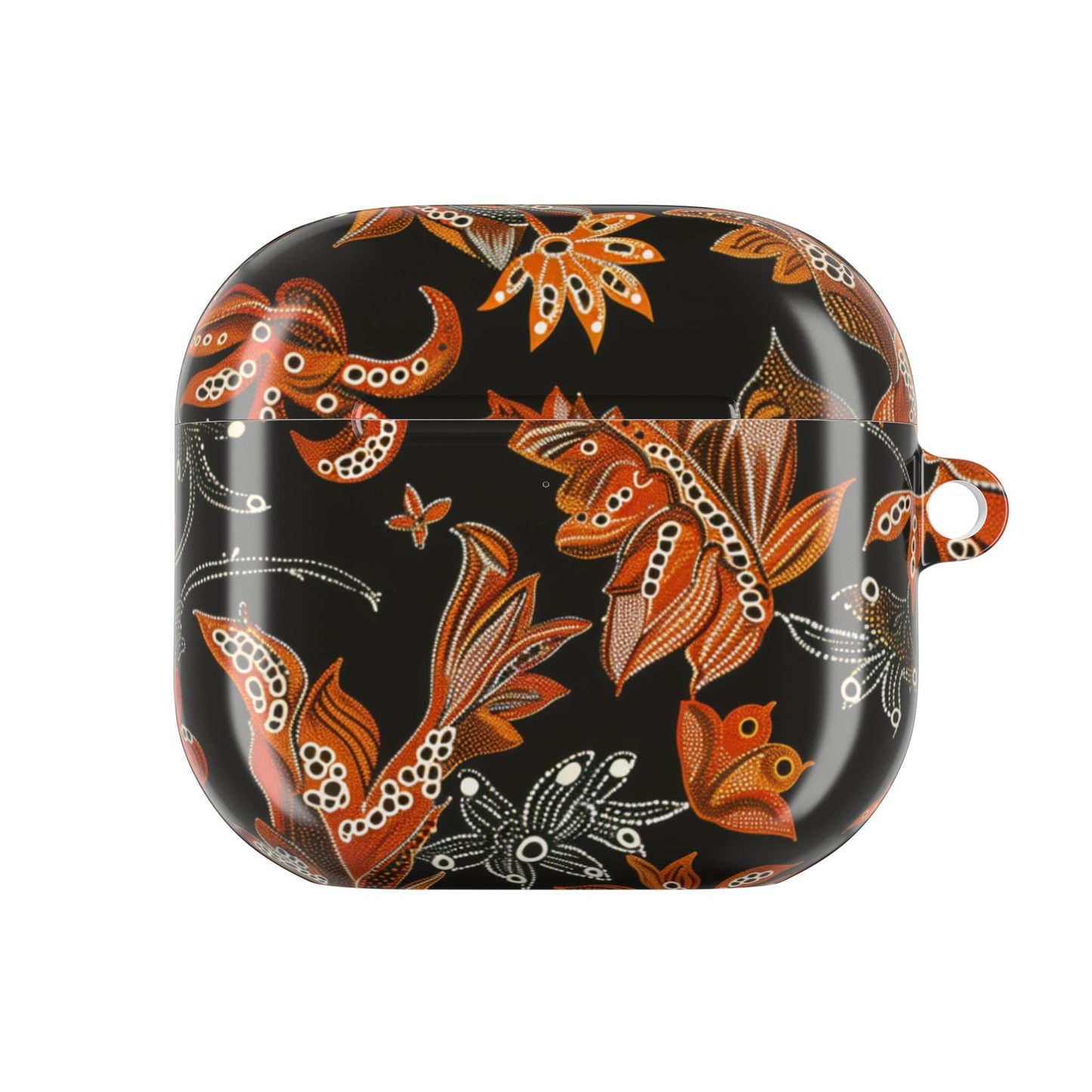 Floral Paisley AirPod Case – Black & Orange Decorative Cover - DIGITAL X