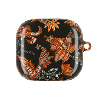 Floral Paisley AirPod Case – Black & Orange Decorative Cover - DIGITAL X