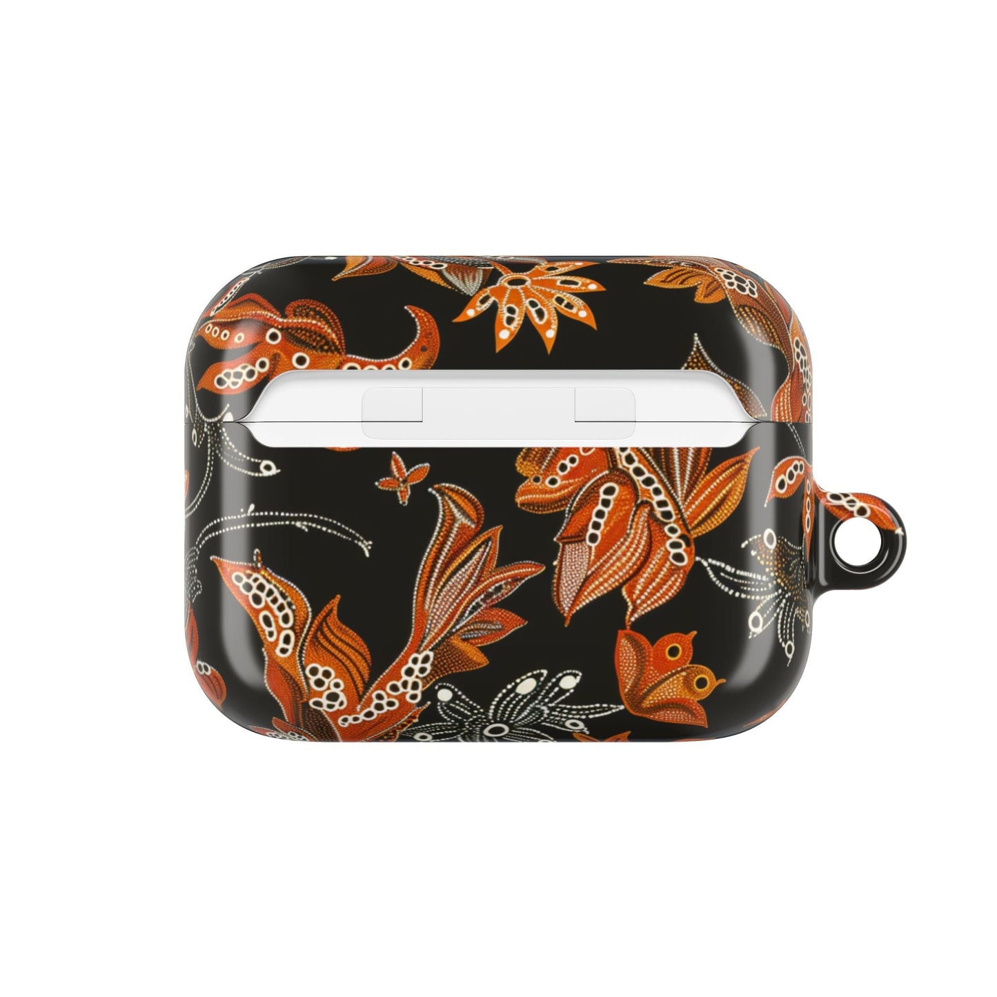 Floral Paisley AirPod Case – Black & Orange Decorative Cover - DIGITAL X