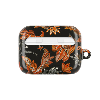 Floral Paisley AirPod Case – Black & Orange Decorative Cover - DIGITAL X