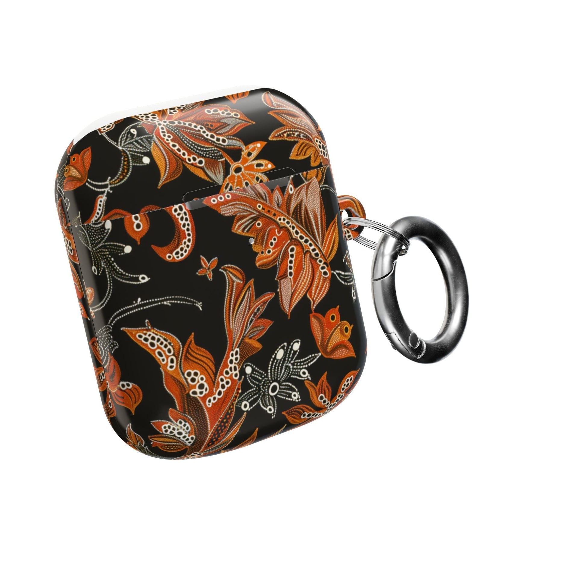 Floral Paisley AirPod Case – Black & Orange Decorative Cover - DIGITAL X