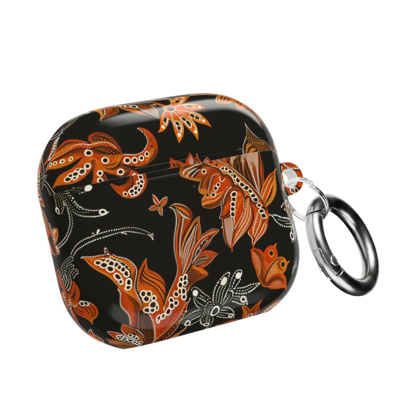 Floral Paisley AirPod Case – Black & Orange Decorative Cover - DIGITAL X