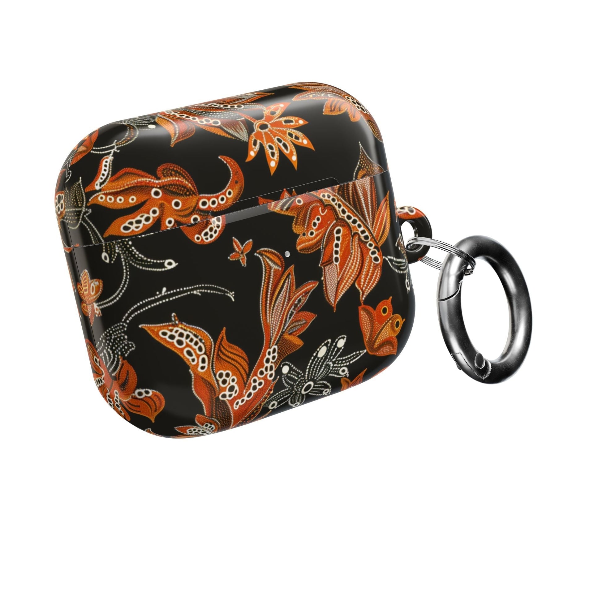 Floral Paisley AirPod Case – Black & Orange Decorative Cover - DIGITAL X
