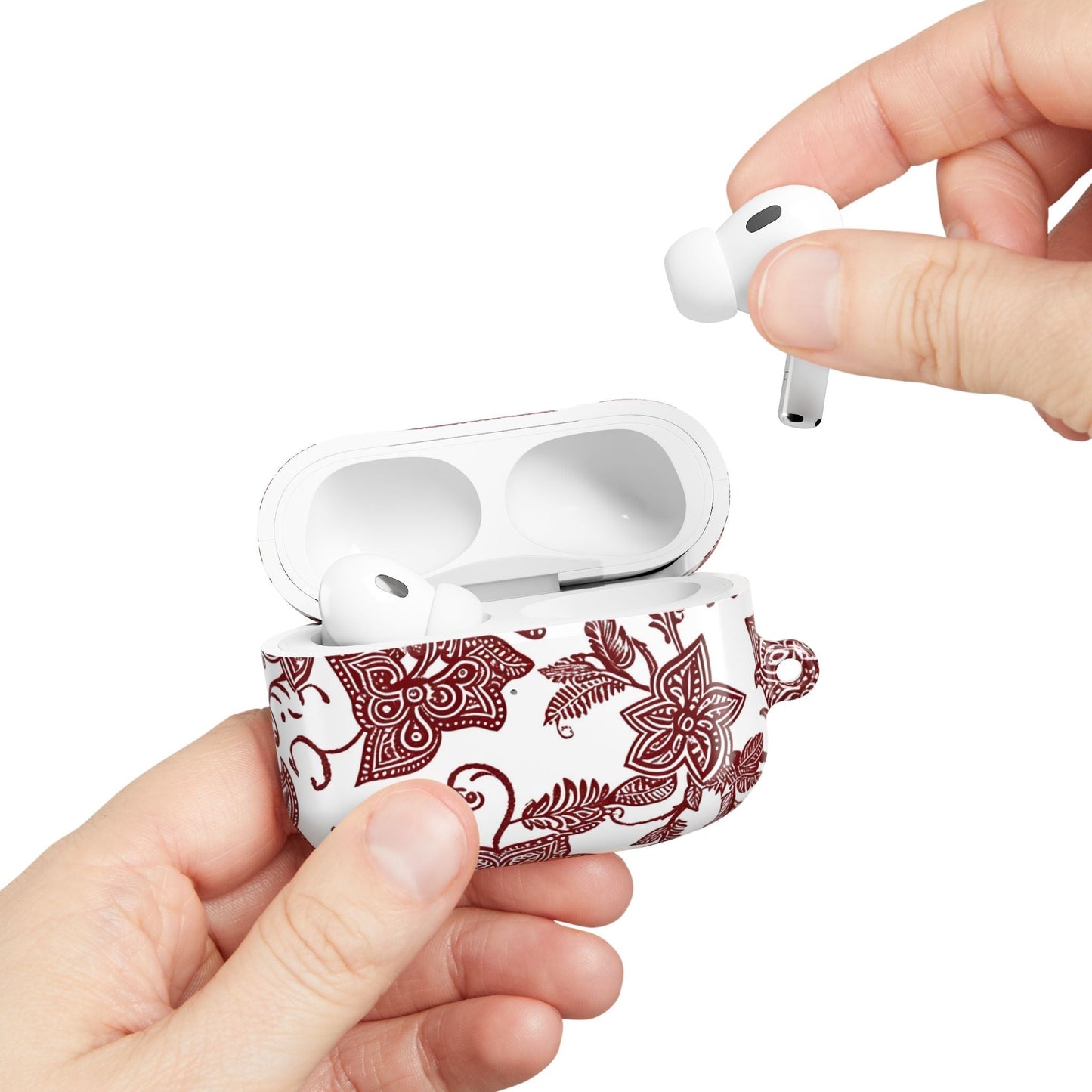 Floral Paisley AirPod Case — Burgundy Vintage Pattern - DIGITAL X