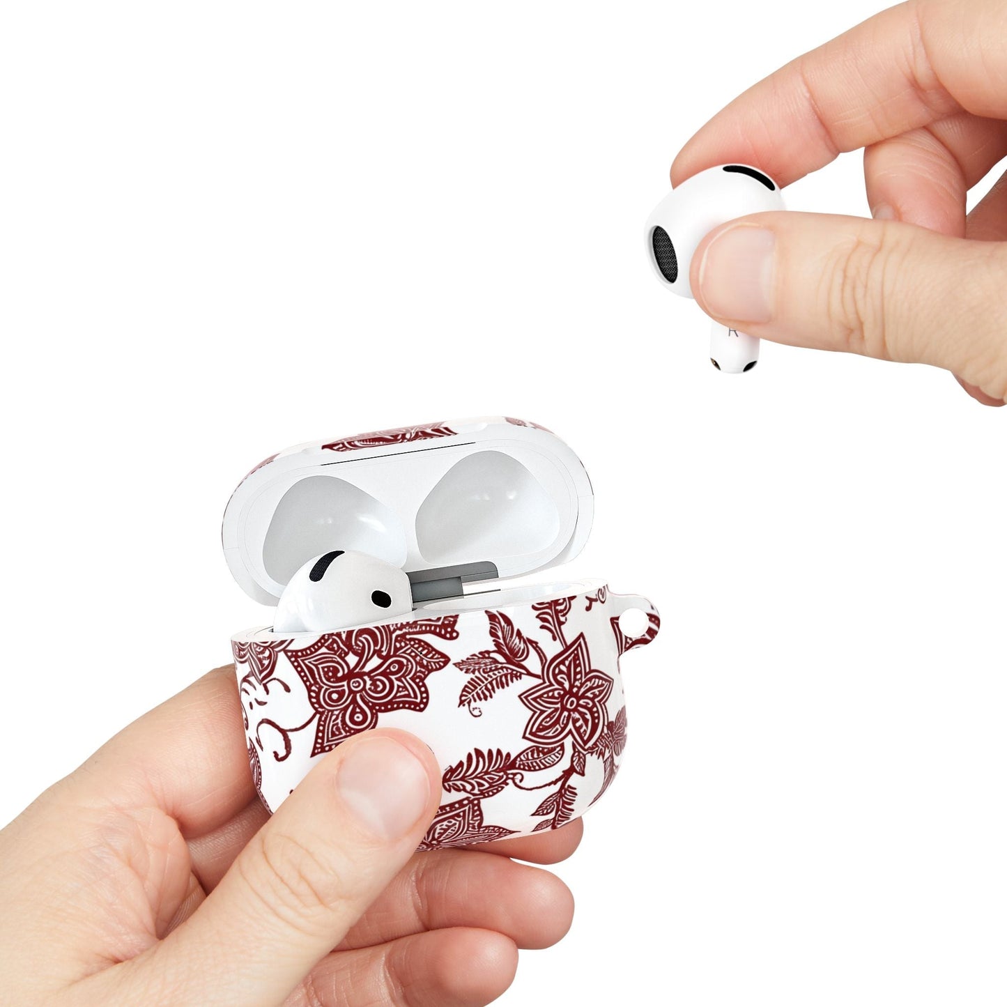 Floral Paisley AirPod Case — Burgundy Vintage Pattern - DIGITAL X