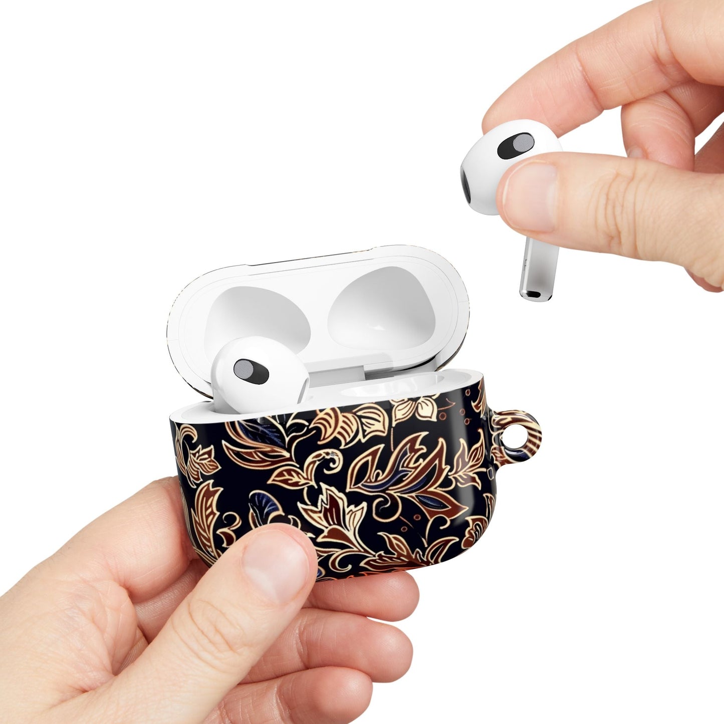 Floral Paisley AirPod Case — Elegant Black & Gold Protective Cover - DIGITAL X