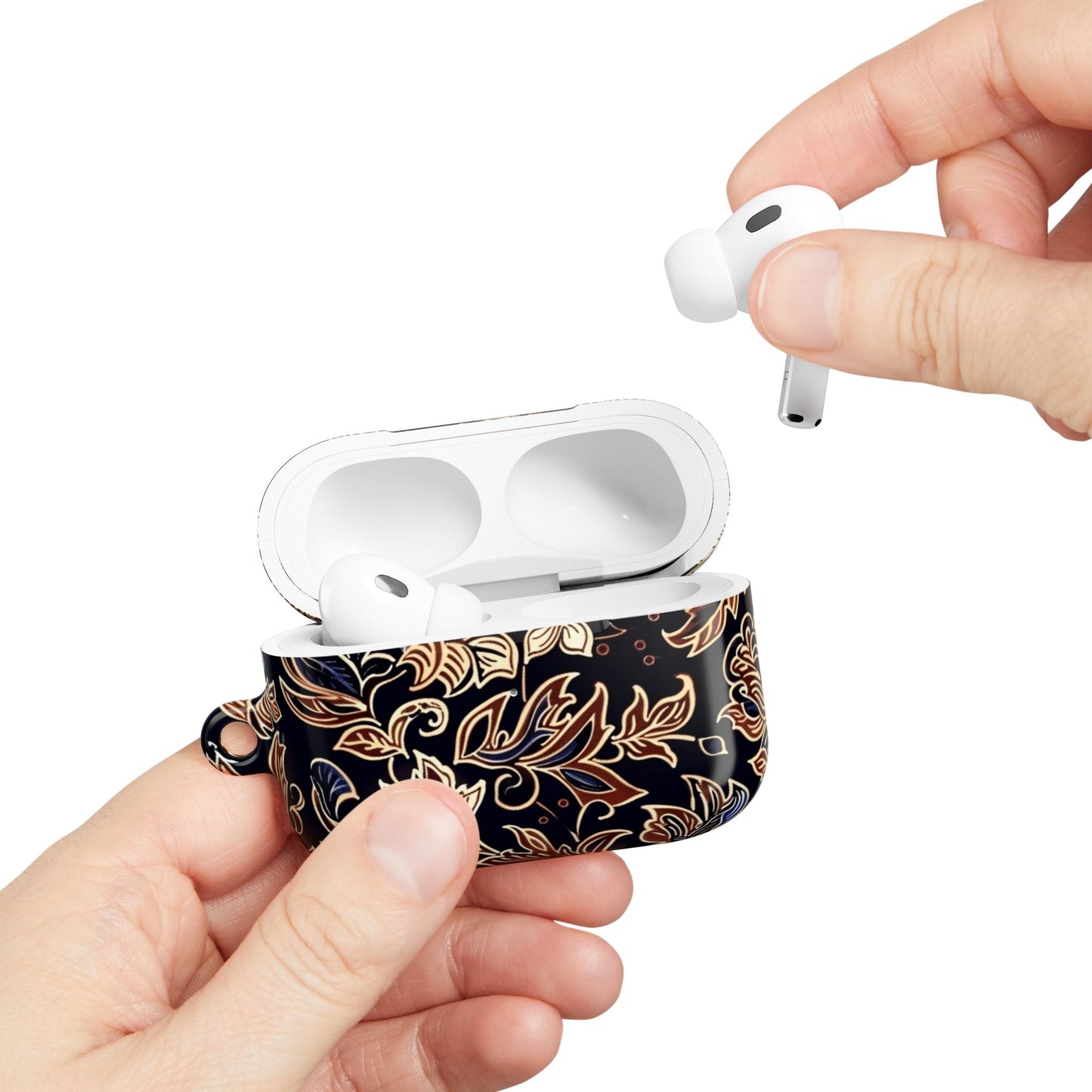 Floral Paisley AirPod Case — Elegant Black & Gold Protective Cover - DIGITAL X