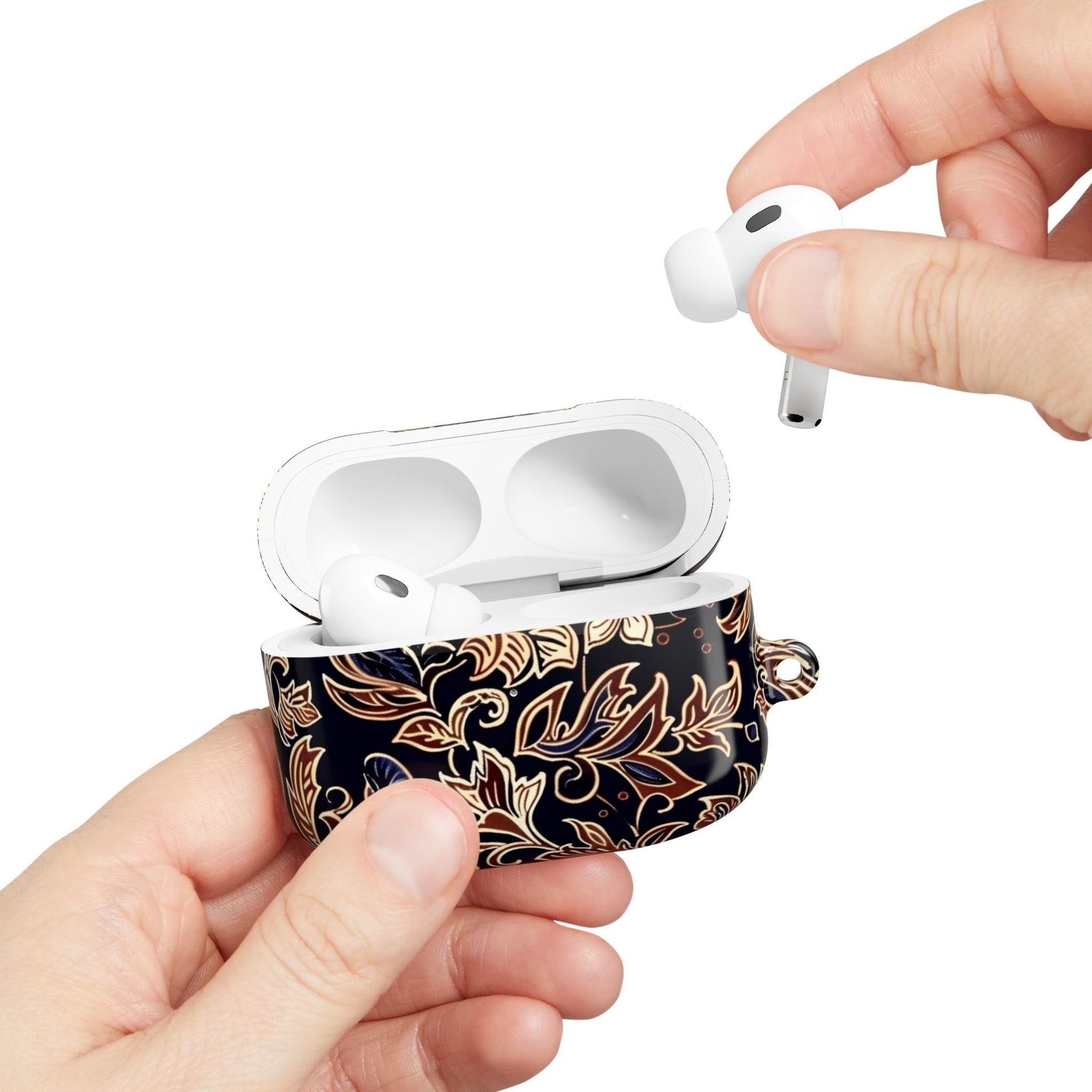 Floral Paisley AirPod Case — Elegant Black & Gold Protective Cover - DIGITAL X