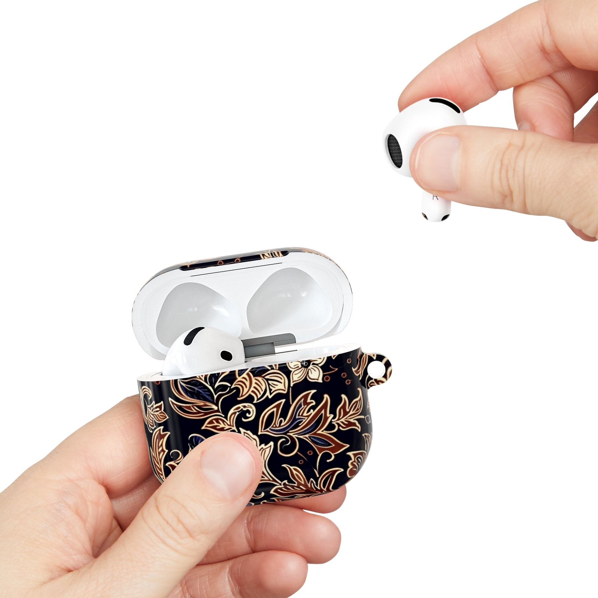 Floral Paisley AirPod Case — Elegant Black & Gold Protective Cover - DIGITAL X