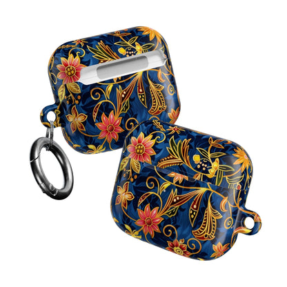 Floral Paisley AirPod Case — Navy Blue & Gold Protective Cover - DIGITAL X