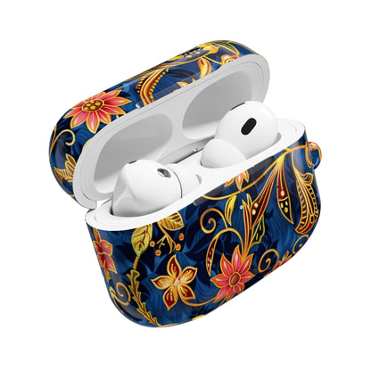 Floral Paisley AirPod Case — Navy Blue & Gold Protective Cover - DIGITAL X
