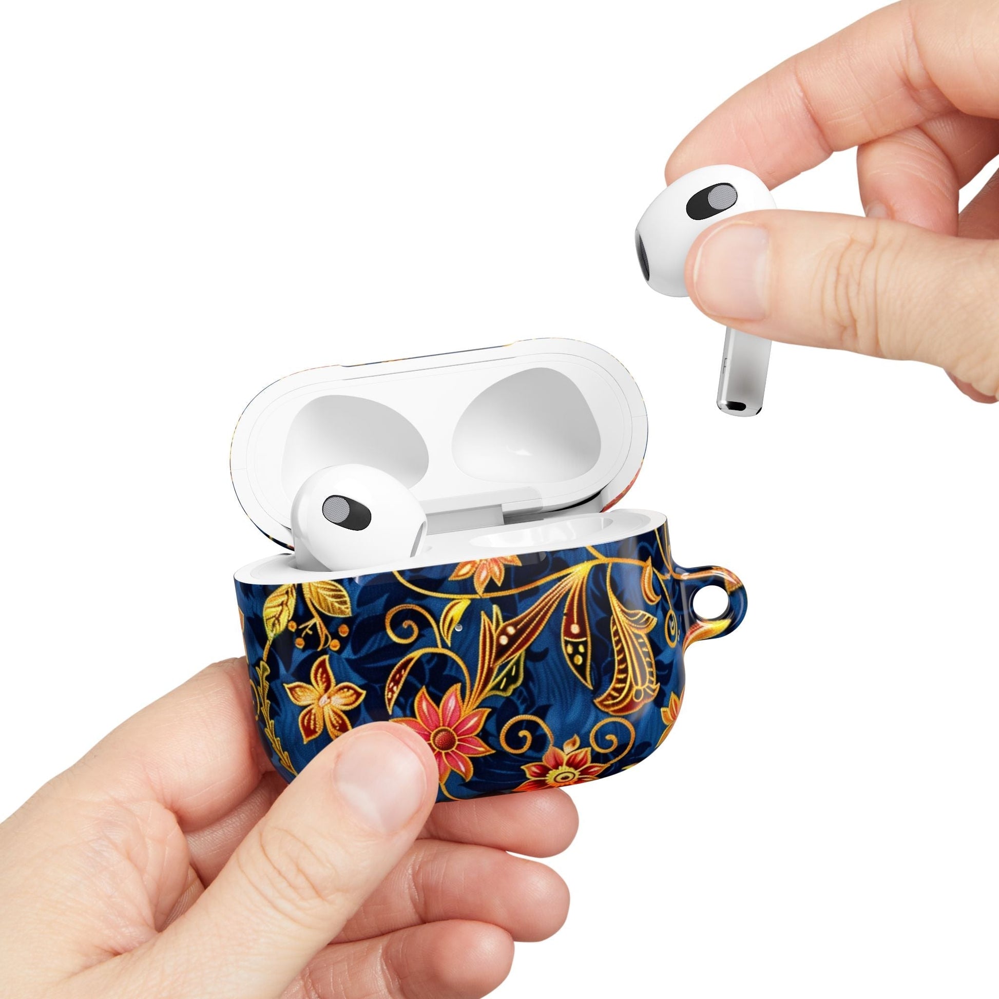 Floral Paisley AirPod Case — Navy Blue & Gold Protective Cover - DIGITAL X